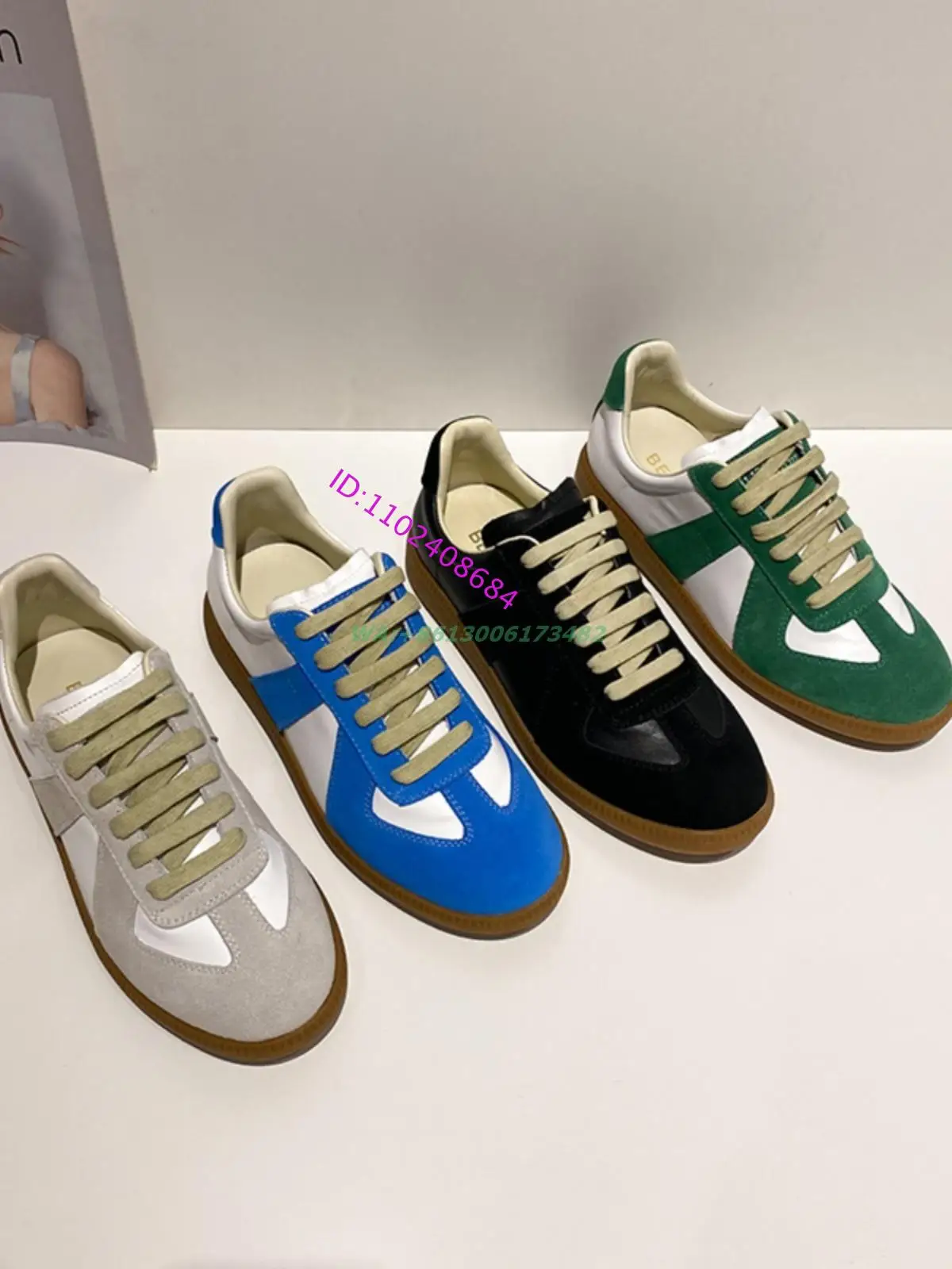 Fashion Design Unisex Adult Genuine Leather Casual Sneakers Flat Lace Up Trainers Large Size 44