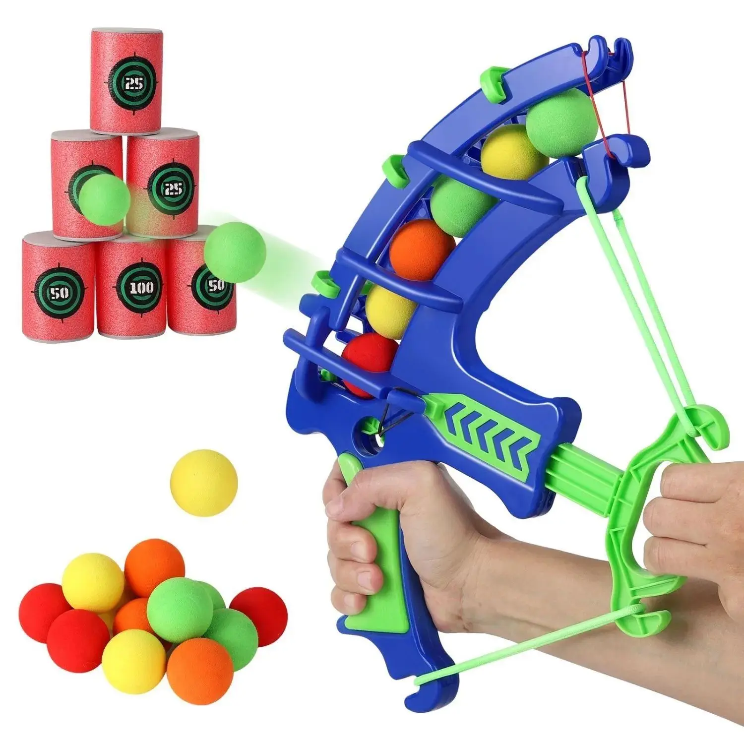 

Children's Blue Barrage 5-Ball 6-Target Shooting Practice Toy Set Montessori Outdoor Indoor Shooting Sports Puzzle Toy