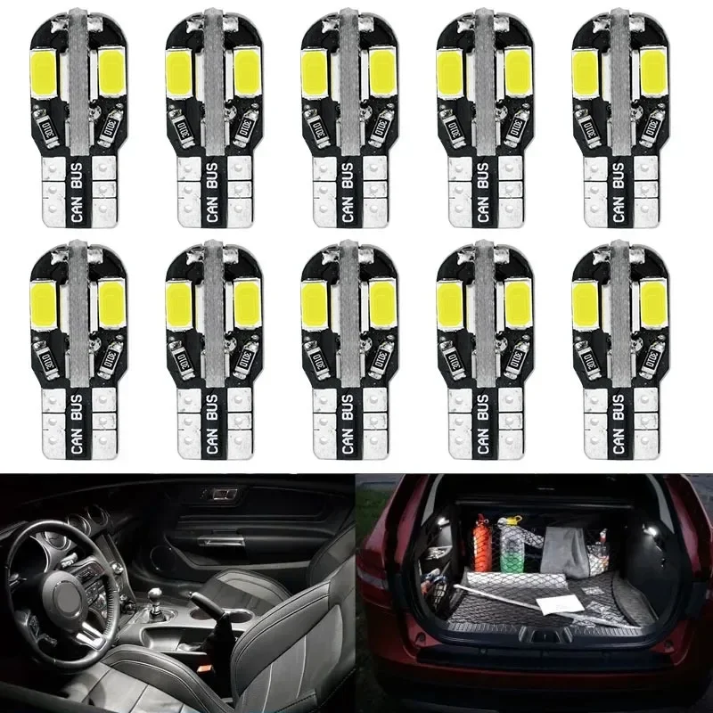 

10PCS W5W T10 LED Bulbs Canbus 5730 8SMD 4014 26smd 12V 6000K 194 168 LED Car Map Dome Lights Parking Light Auto Signal Lamp