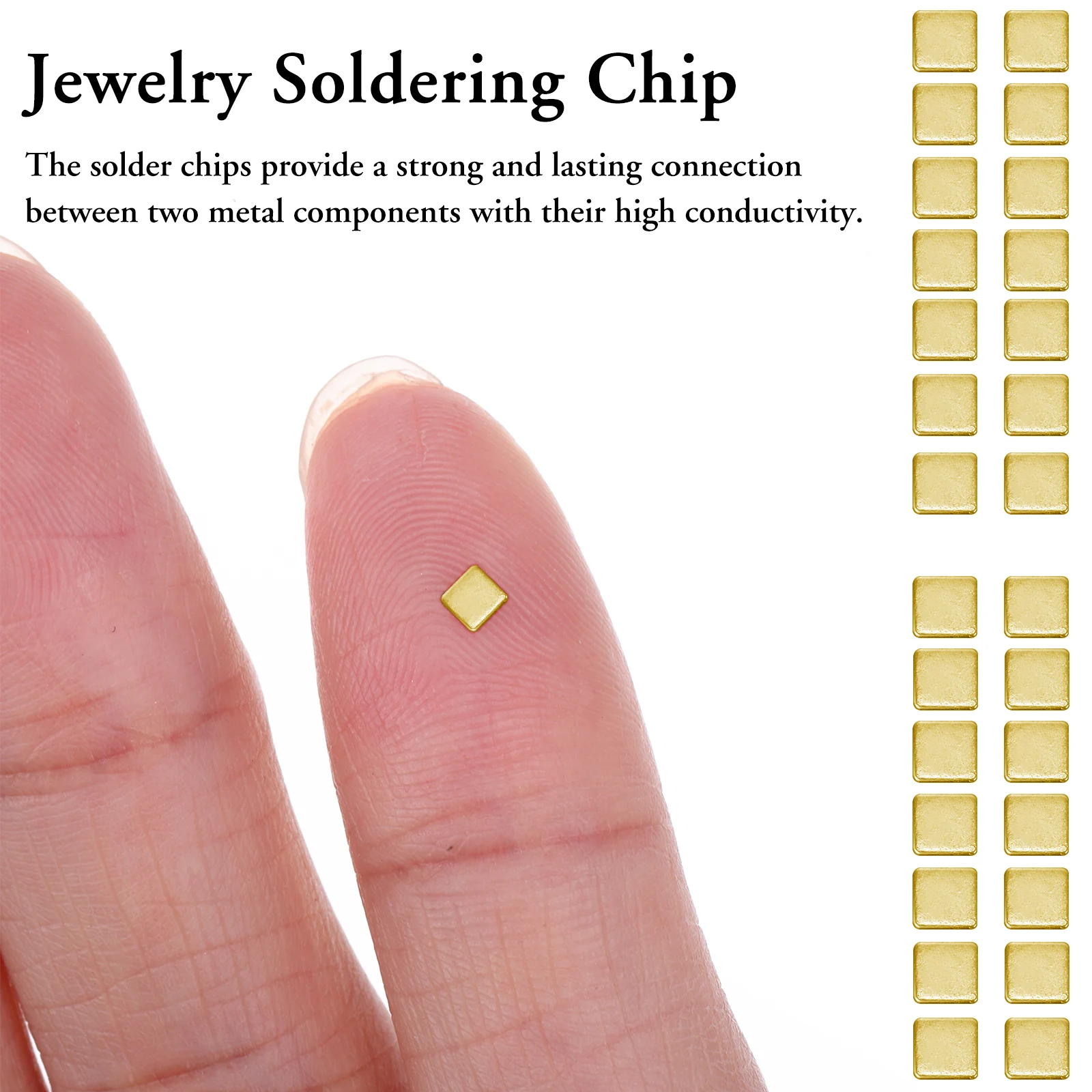 

150 Pcs Gold Plated Contacts 2x2mm Jewelry Solder Chips Electronics Crafts Repair Strong Connection Easy Welding Conductivity