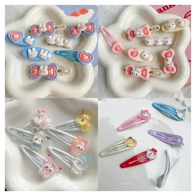 Pinza de pelo de Anime para niños, Kawaii, Sanrios, Hellokittys, Kuromi, Cinnamoroll, My Melody, Sweet Girls, pinza de cocodrilo de dibujos animados