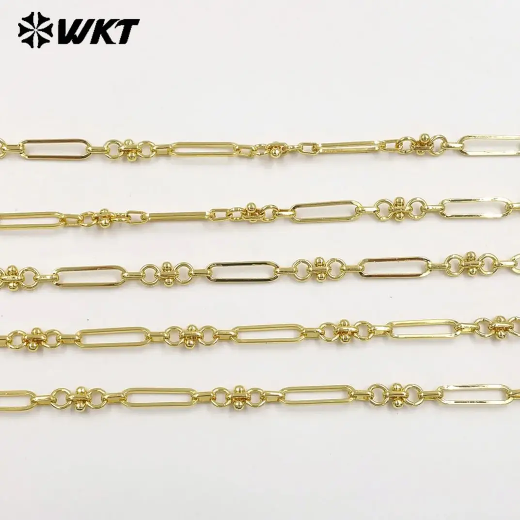 

WT-BC276 Новинка: Уникальная цепочка из желтой латуни с геометрическим узором и тонкой текстурой, оптовые аксессуары и фурнитура