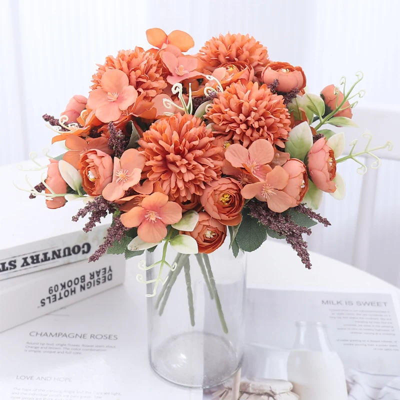 סתיו משי מלאכותי ניצן עבור אגרטל הביתה כלה מחזיק זר חתונה זר קישוט חדר חג המולד hydangea זר זר פרחים