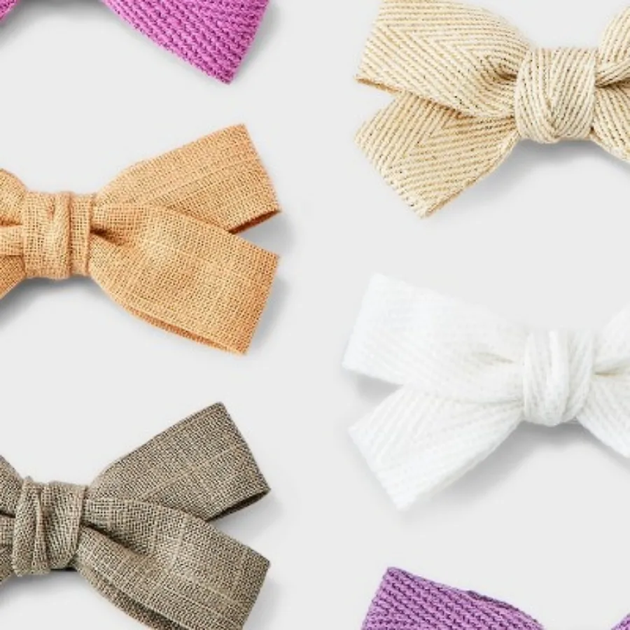 شريط شعر للفتيات الصغيرات 8 قطع متعدد القوس من القطن والكتان الصناعي والقطن - جزيرة كلاود ™ : مقاطع التصميم للرضع