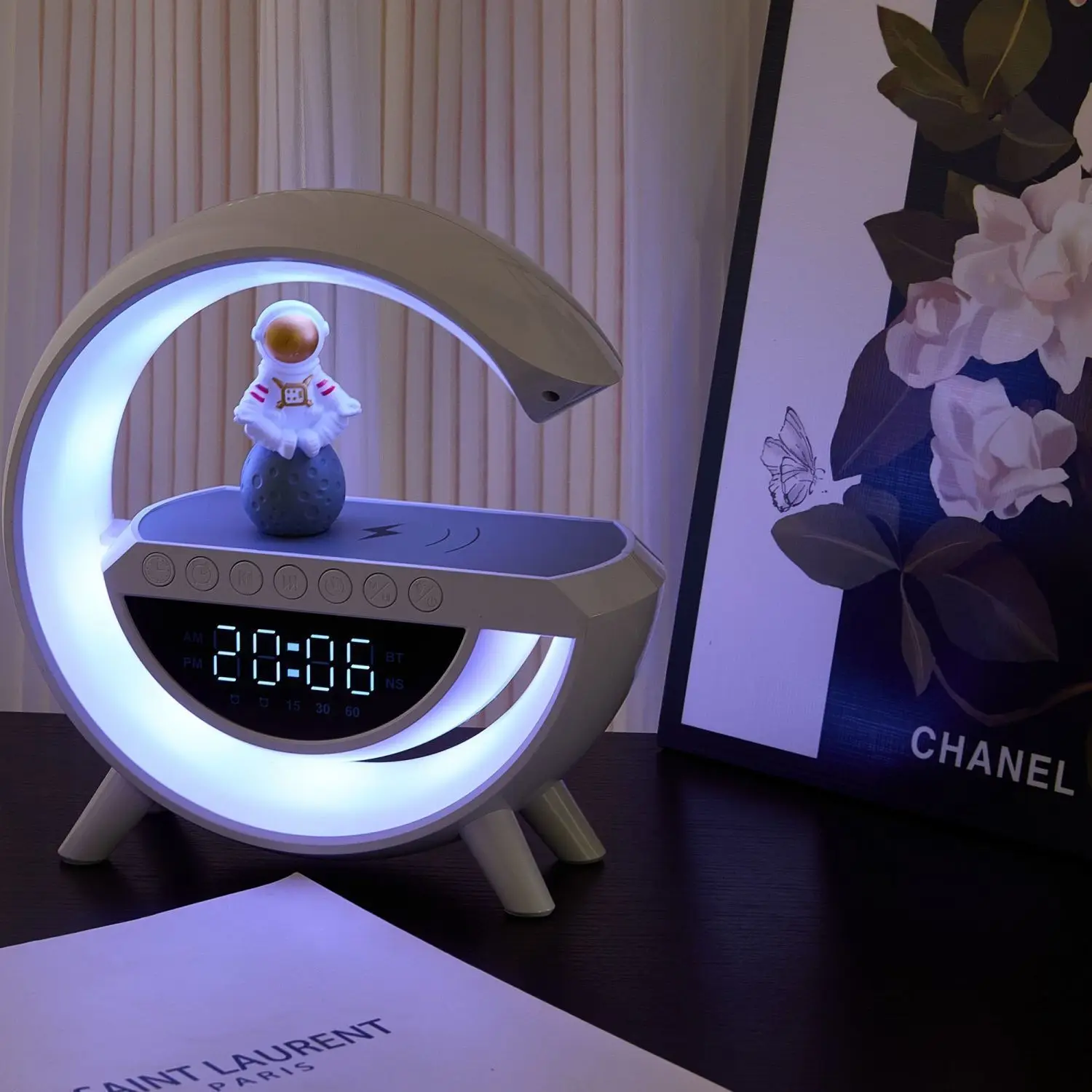 Wireless Charging Bluetooth Audio Volume Alarm Clock Atmosphere Multi-function Desk Lamp Night Light Birthday Gift Boys Speaker