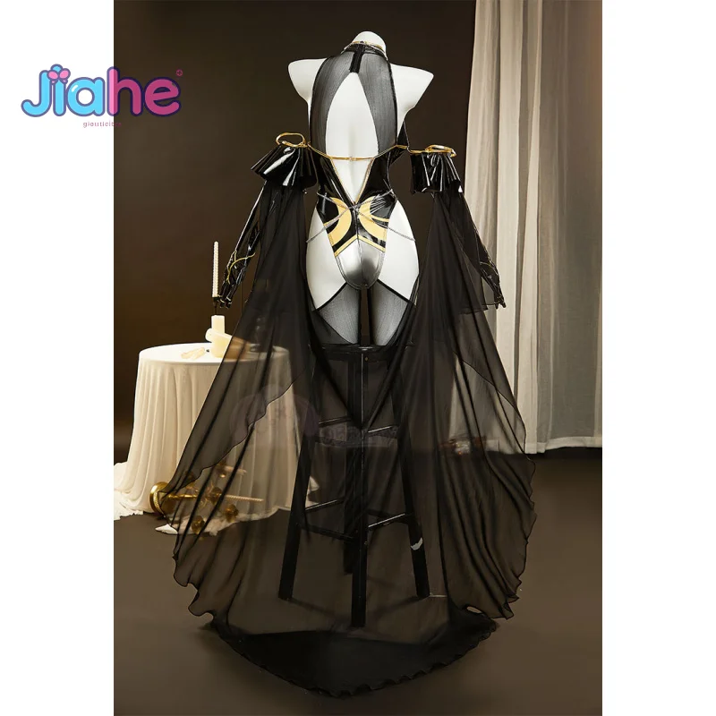 

Shadowheart Baldur's Gate Cosplay Costume Women sexy black leather jumpsuit headwear necklace props glove Halloween party set
