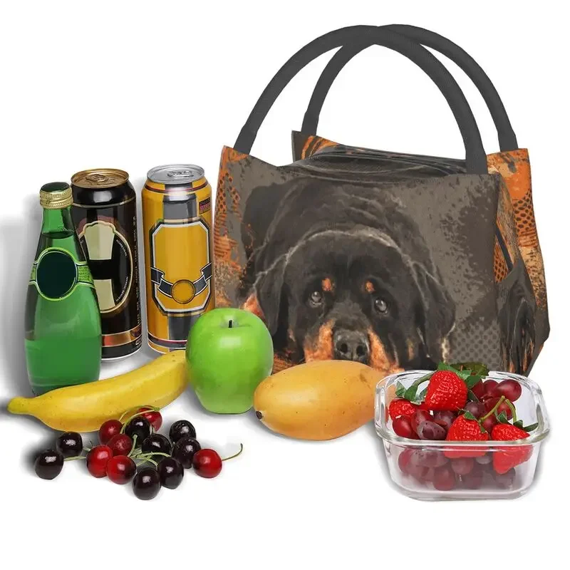 Cute Rottweiler Dog Insulated Lunch Bags for Work Office Animal Resuable Cooler Thermal Bento Box Women