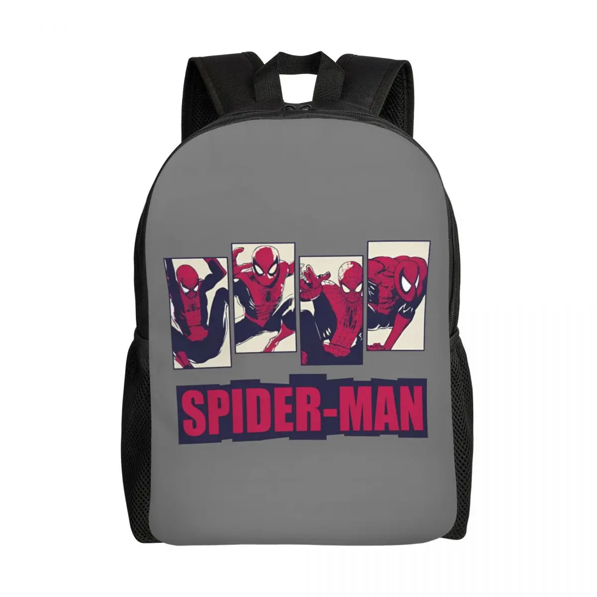 Spider Man Four Panel Pose Graphic Poster Backpack Sport Backpacks Youth Aesthetic School Bags Design Pattern Rucksack