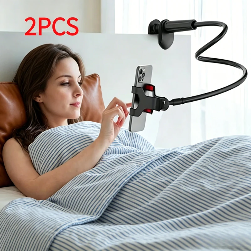 

2PCS Multi-purpose Bed Desk Phone Stand, Flexible Clamp Bracket Widely Compatible Various Brand Smartphones