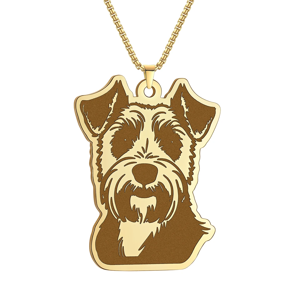 QIMING Pet Lover Airedale Terrier Pendant Necklace Women Men Stainless Steel Jewelry Punk Jewelry Necklace