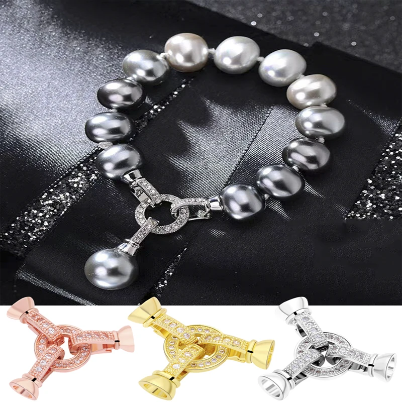 Juya Necklace Closures Gold Clasps Fasteners for Jewelry Making Supplies Luxury Zircon Parts Bracelets Locks Beaded Accessories
