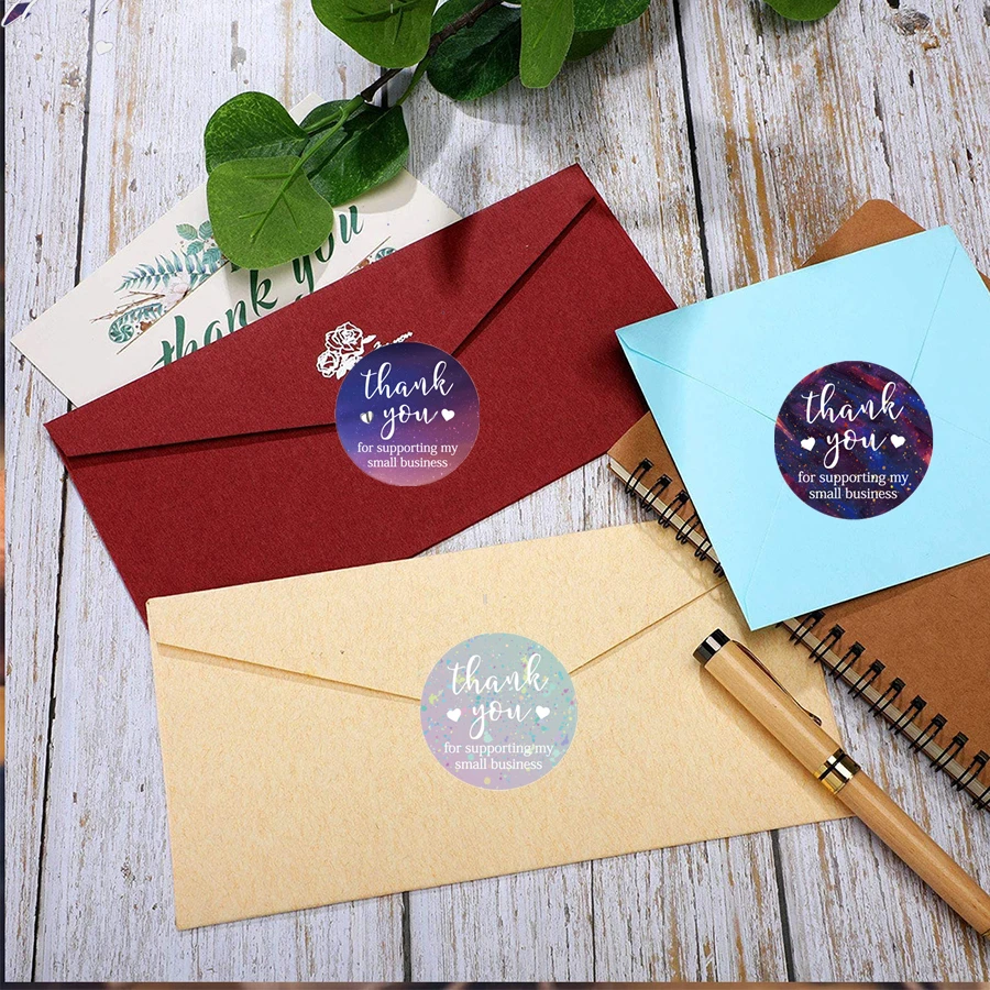 500PCS/Roll Stickers Thank You for Your Order with Gold Foil Pink Sticker for Company Giveaway & Birthday Party Favors Labels view 4