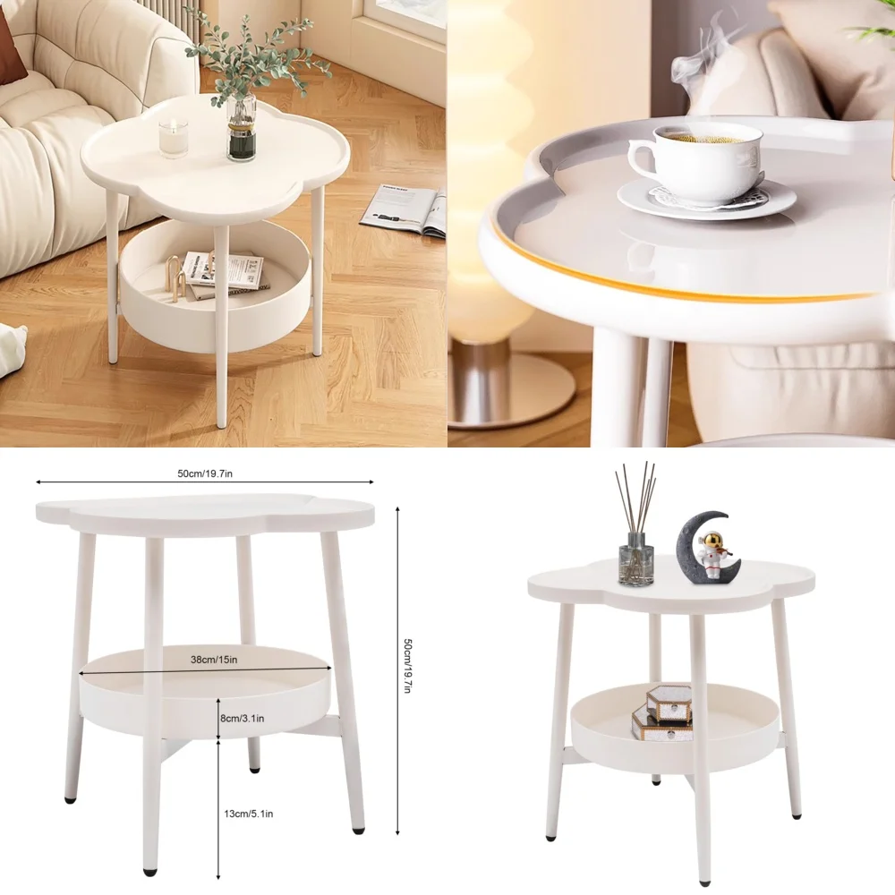 طاولة نهاية حديثة مقاس 19.7 بوصة من Café Tables مع طاولة جانبية للأريكة مقاومة للماء للتخزين بطبقة مزدوجة لغرفة المعيشة #1