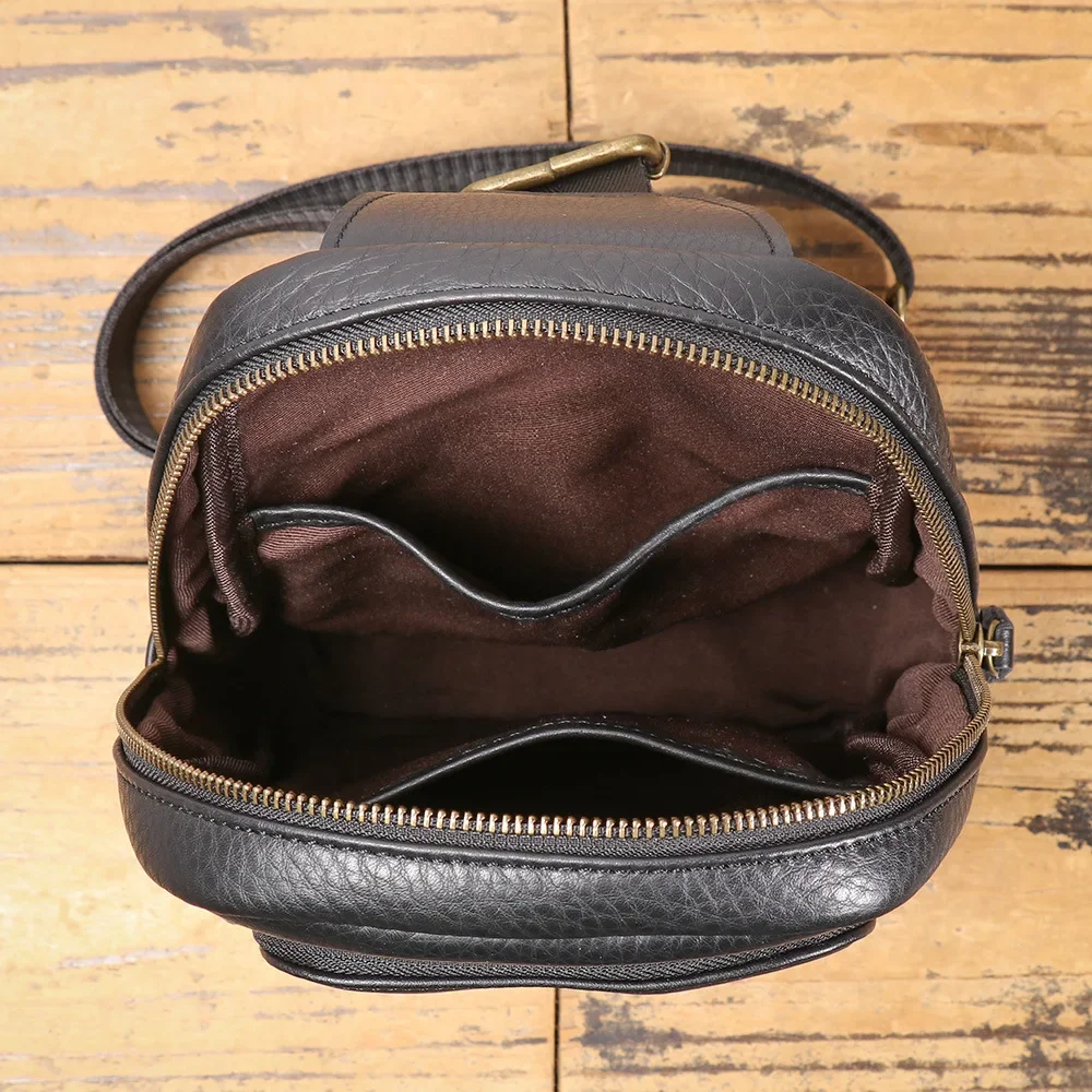 Convertible Top-Grain Cowhide Crossbody Bag Trendy Chest to Waist Pack, Spacious Outdoor-Ready Sling Bag