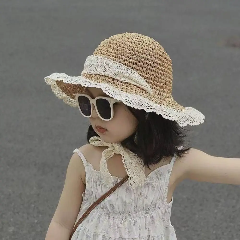 

New UV Protection Straw Hat Wide Brim Lace Up Fisherman Cap Foldable Beach Hats Summer