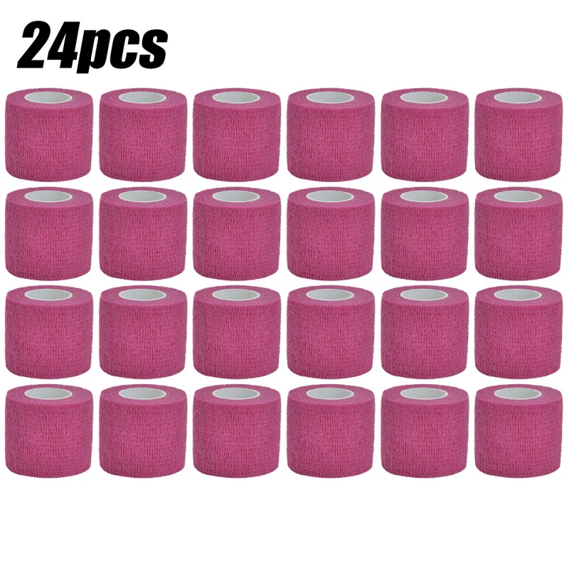 

1/12/24Pcs Pink Tattoo Grip Cover Wrap Disposable Black Bandage For Tattoo Grip Bandage Machine Tape Tube Accessories 5CM