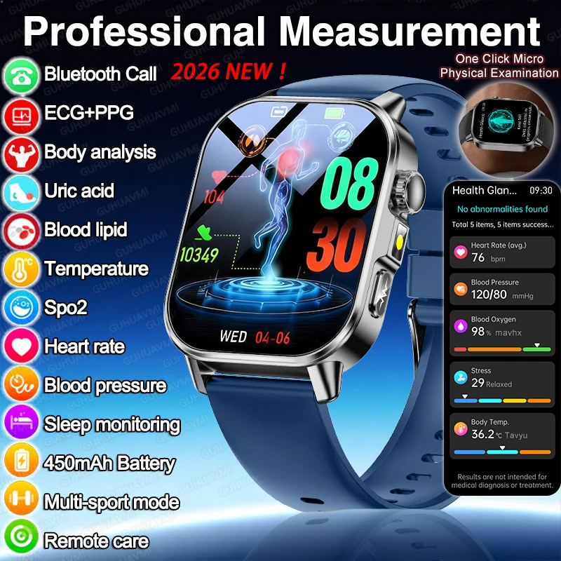 

Новые умные часы для точного измерения давления, ЭКГ, уровня мочевой кислоты и липидов в крови, с функцией анализа здоровья тела на базе ИИ, для мужчин.