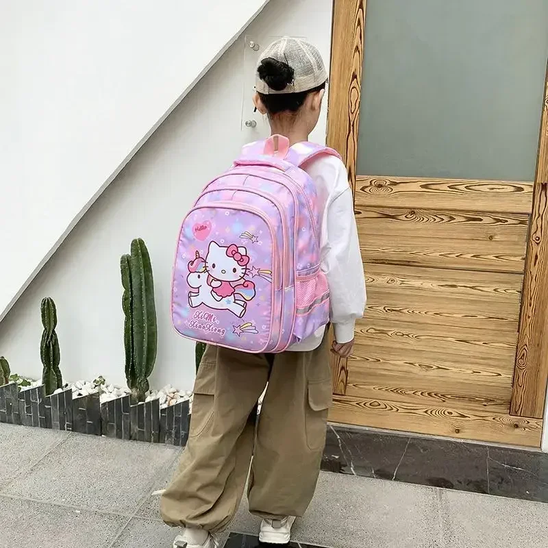 Sanrio Hello Kitty School Backpack for Girl Primary Students Grades 1-6 Large Capacity Cute School Bag Luxury Designer Handbag