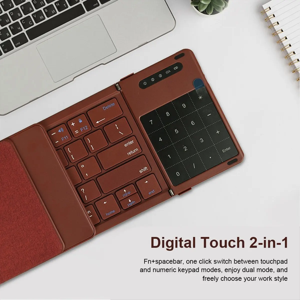 

[VALUE PACK]Mini Bluetooth Keyboard Tri-Fold Keyboard with Touchpad Mode/ Numeric Key Mode Rechargeable Wireless Keyboard