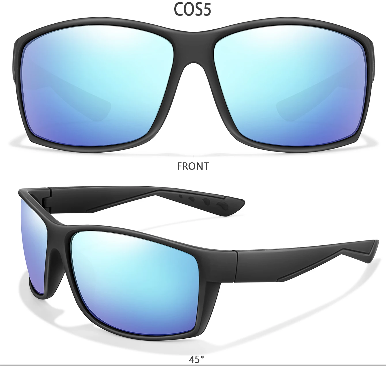 COOLMEN Unisex Polarisierte Sport-Sonnenbrille UV400-Schutz Leichter TR90-Rahmen Radfahren Fahren Sonnenbrille Rutschfest 611 – Detail 8