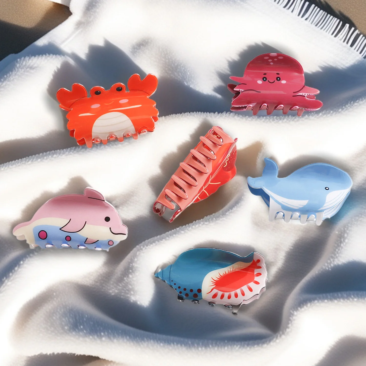 

BYL Ocean Series Cute Crab Jellyfish Dolphin Hair Claw Creative Personal Sweet Cool Shark Clip Hair Accessories for Women Girls