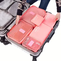 6pcs Travel Luggage Packing Cubes Storage Bag Large Capacity Waterproof Luggage Clothing Underwear Storage Bag Bag With Zipper