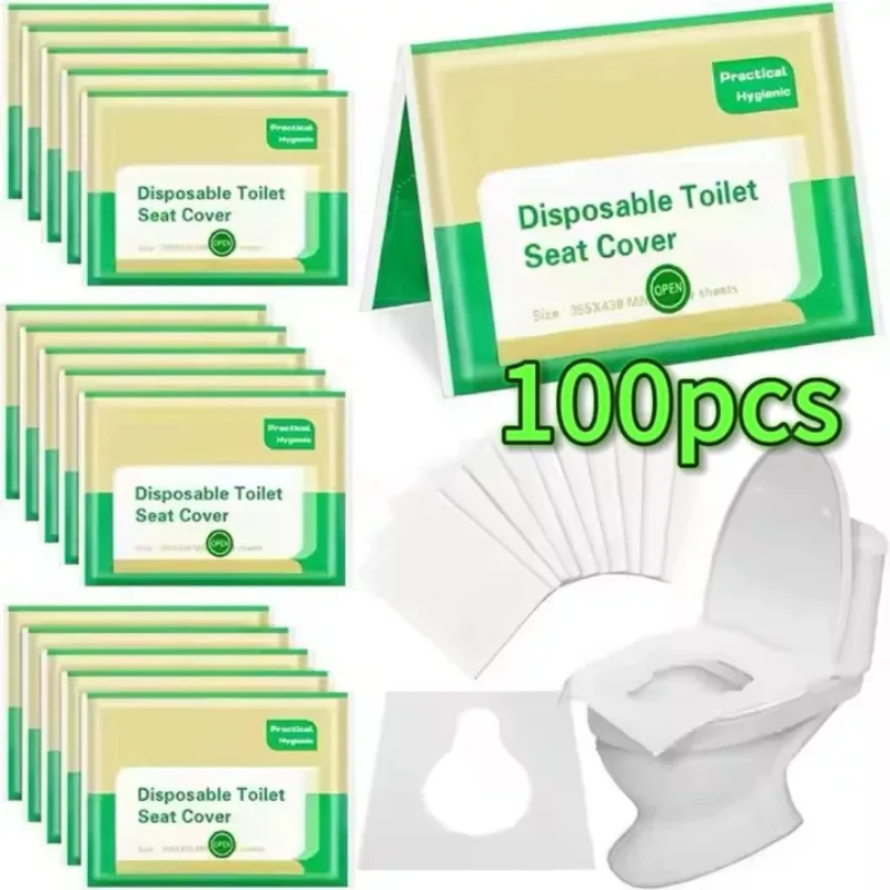 10-200 Uds cubierta de asiento de inodoro desechable portátil viaje Camping Hotel baño degradable impermeable accesorios de alfombrilla de inodoro