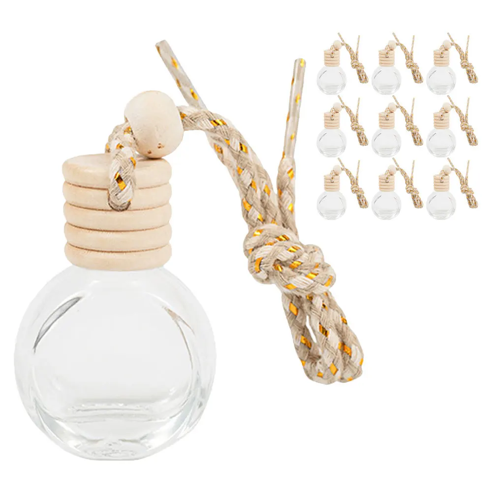 

10Pcs Car Glass Bottle Pendant Refillable Hanging Aromatherapy Diffuser 10ml Custom Aroma Decor Car Diffuser Bottle