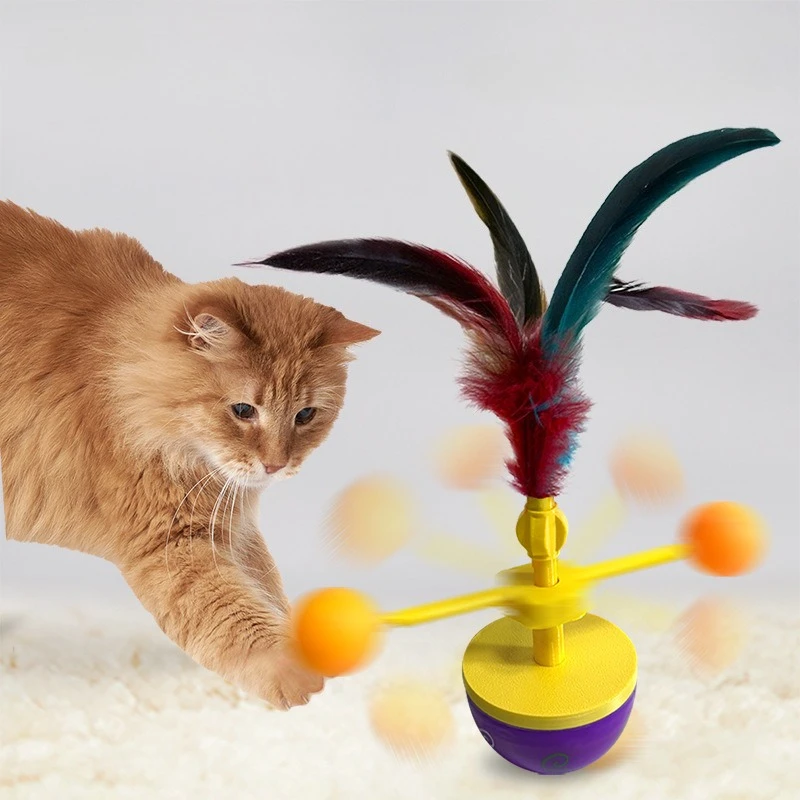 Katze Spielzeug Tumbler Spaß Necken Interaktive Feder Kätzchen Spielzeug Kratzen Ball Langlebig Biss Katze Zubehör