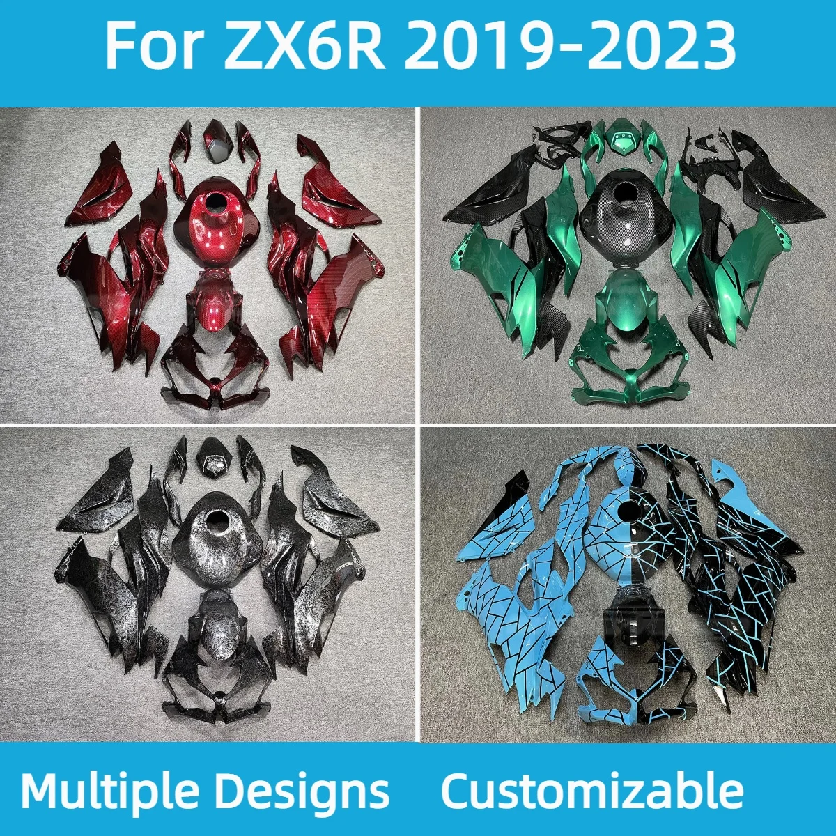 

For Kawasaki ZX6R 2019-2023 Carbon Fibre Aftermarket Parts Fairings ZX 6R 19-23 Fit Full Motorcycle Fairing Kit