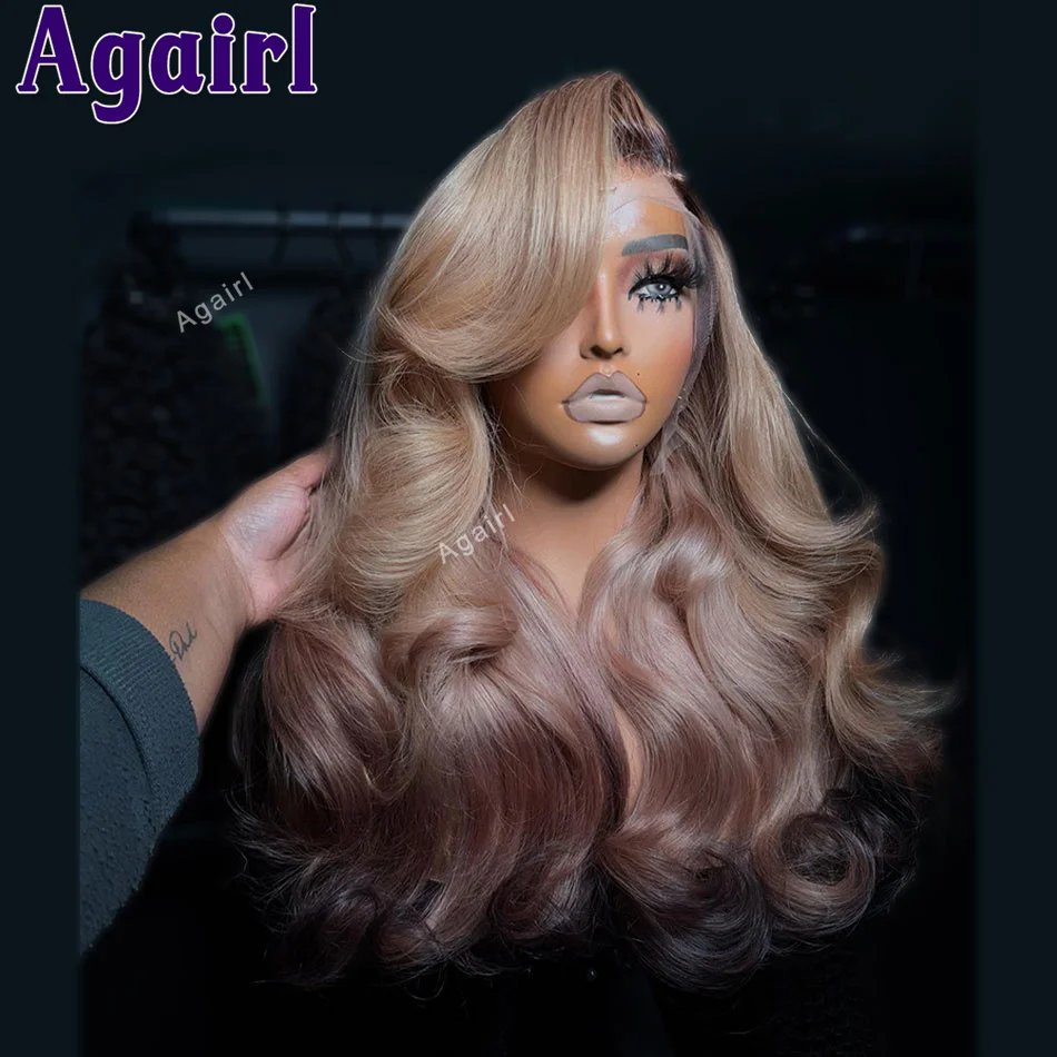 

Ombre Ash Blonde Brown 13X6 13X4 Transparent Lace Frontal Wig Colored Body Wave Human Hair Lace Front Wigs 6X4 Lace Closure Wigs