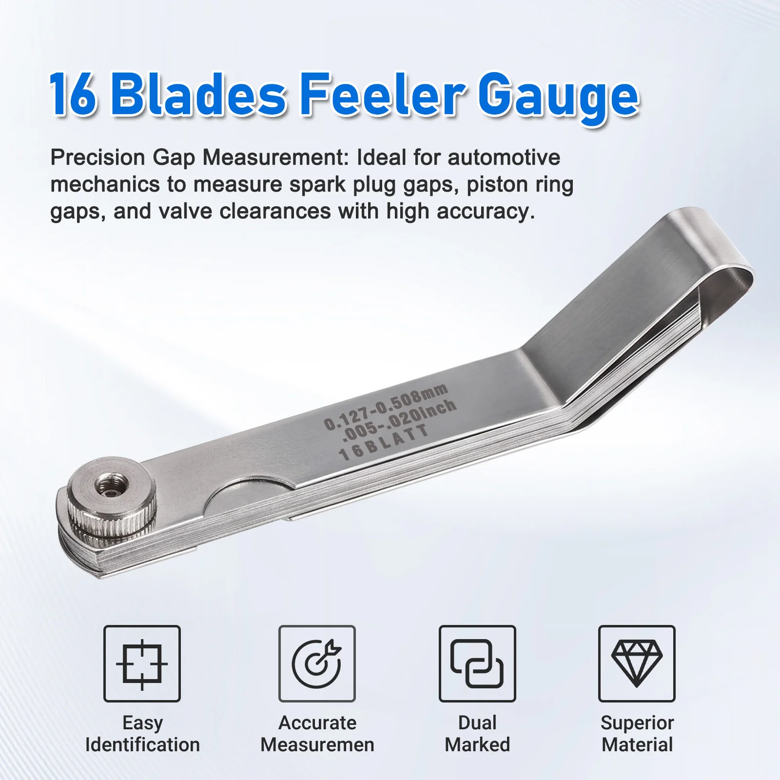 CNSPEED Feeler Measuring Tool Feeler Gauge Curved Gauge Stainless Steel Feeler Gauge Ruler Welding Inspection Tool 0.05-1.00mm