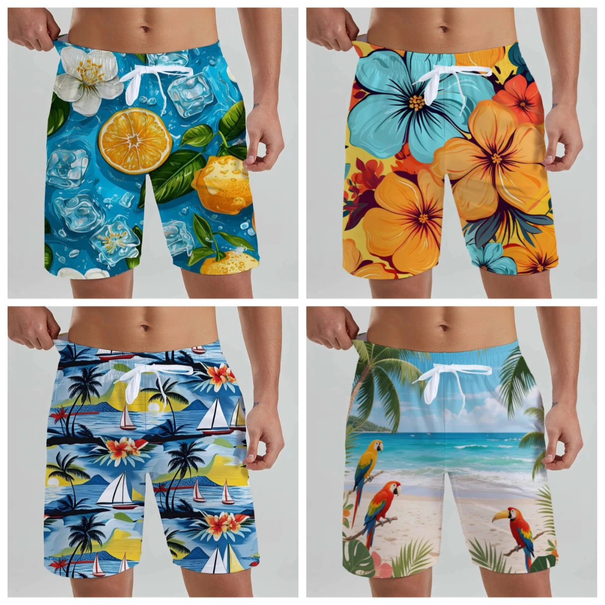 

One-click Unlock for Island Vacations! Men's and Women's Tropical 3D Print Beach Shorts, Hawaiian Vacation, Sports and Leisure