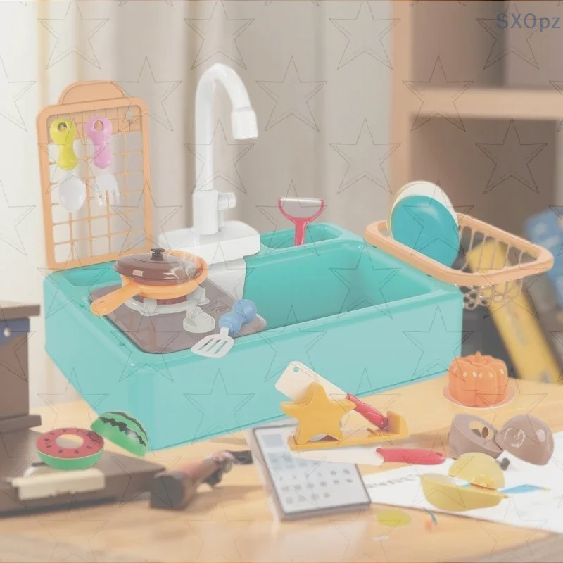 مجموعة ألعاب بلاستيكية تعليمية للعب الخيالي، حوض غسيل أطباق المطبخ للأطفال ألعاب التظاهر