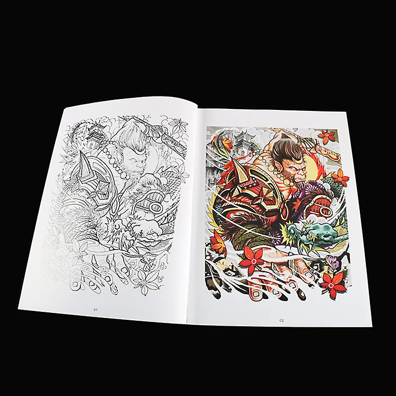 Für Anfänger China Traditionelle Tattoo Buch Design Vorlage Affe Samurai Antike Allgemeine Schablone Zeichnung Top Tattoo Zubehör