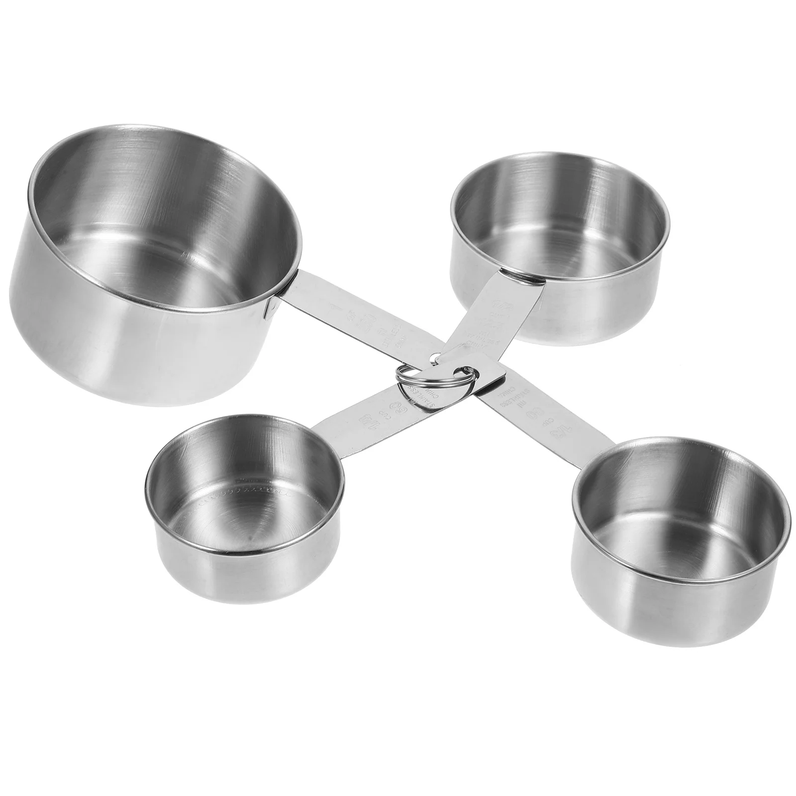 

Stainless Steel Measuring Cups 60Ml 80Ml 125Ml 250Ml Food Grade Nested Dry Liquid Measuring Spoons Set Kitchen Utensils