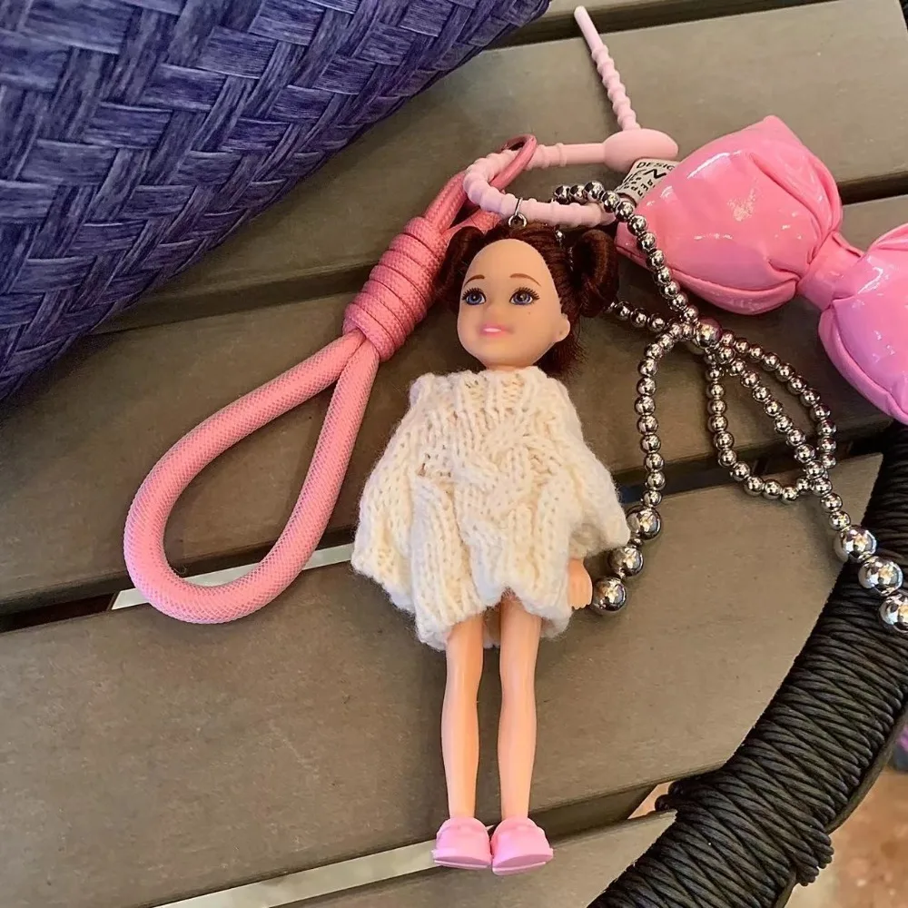 New Cute Doll Pendant Hanging Keychain Backpack Ornament Car Keyring Bag Decoration DIY Change Clothes Bag Charm for Barbie Doll