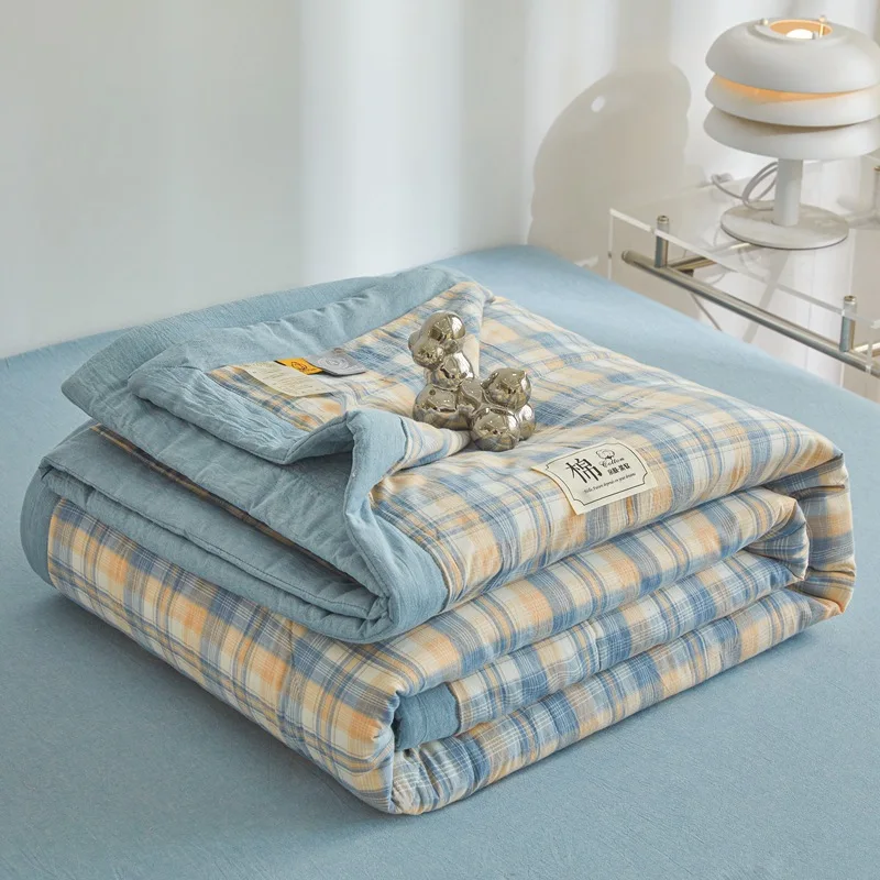 Modern Pure Cotton Summer Quilt Comfortable And Breathable Lunch Break Quilt Double Bed Plaid Cotton Air-Conditioned Quilt