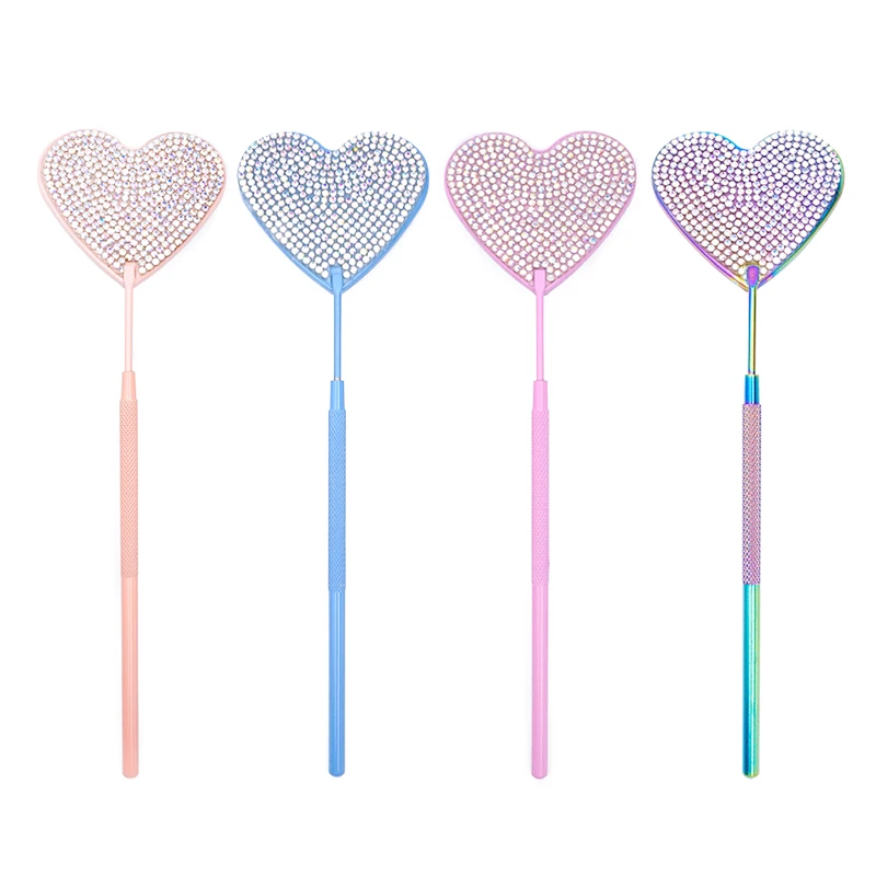 1Pc Eyelash Extension Mirror Heart Shaped Stainless Steel Multifunction Checking Lash Mirror Grafting Tool Supplies