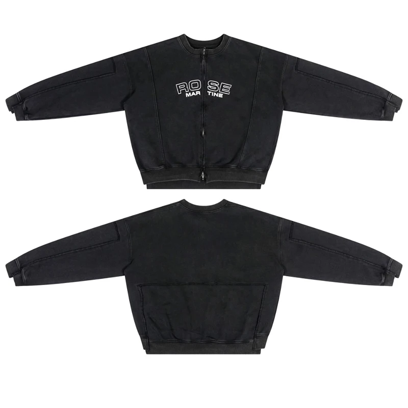 

Martine Rose Jacket Heavyweight Washed Distressed Letter Print American Casual Outerwear Men Women Sweatshirts