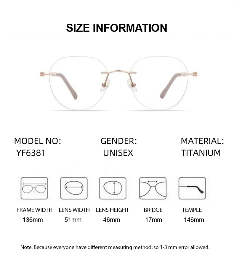 ELECCION النظارات الطبية بدون شفة مكافحة الأشعة الزرقاء التيتانيوم النساء الرجال نظارات دائرية إطار قصر النظر ناقص عدسة اللونية