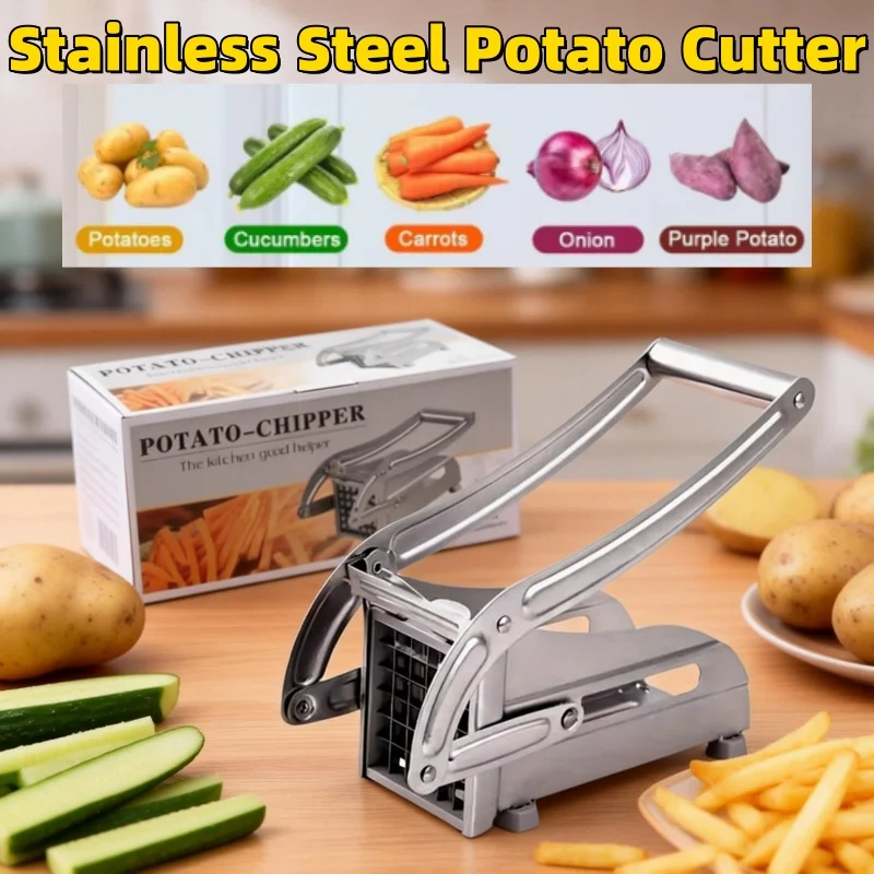 Multifunction Manual French Fries Slicer Steel Vegetable Cutter Tool Fast Cutting With 2 Blades For Home Kitchen Restaurant