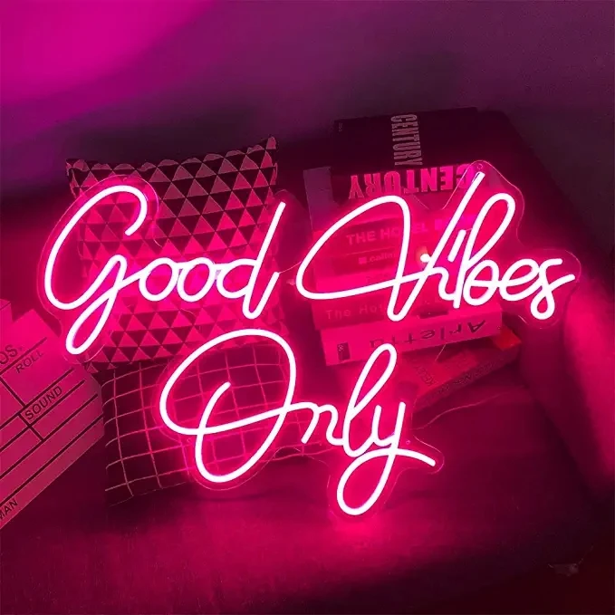 Neon Sign Good Vibes Only Sign for Bachelorette Party Engagement Party First Birthday Favors LED Light Signs Wall Decor Gift