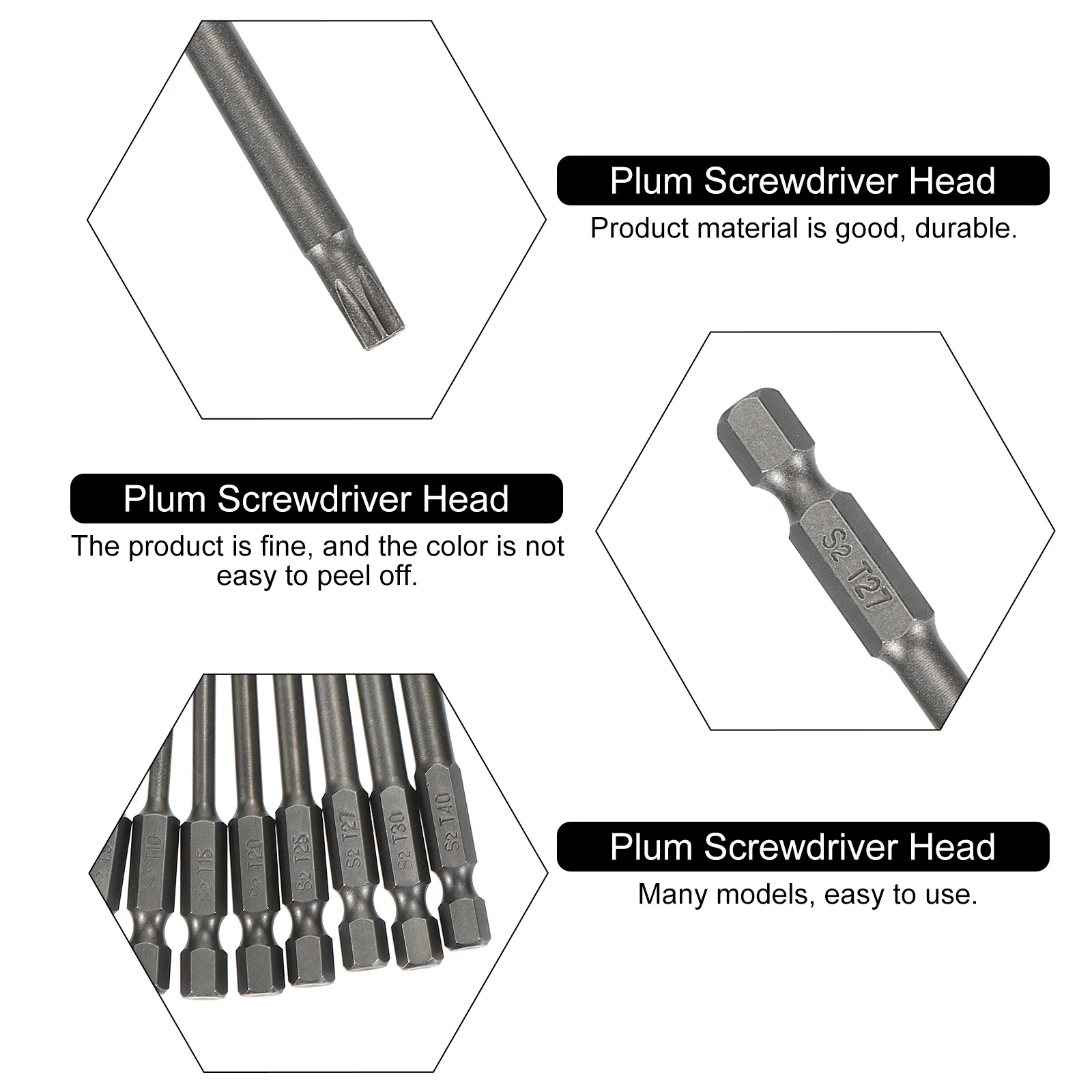

1 Set 50-75-100Mm Magnetic Screwdriver Bit Kit Tamper-Resistant Star Drill Head For Electric Tools S2 Steel Hex Handle Plum