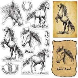 Horses Clear Stamps Horses U-Shaped Hooves Transparent Silicone Stamp Rubber Stamp for Scrapbooking Birthday Photo Album