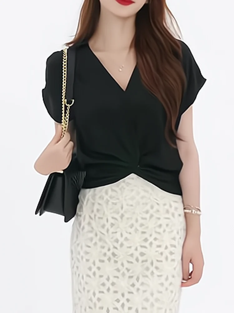 

Женская модная летняя блузка с коротким рукавом, узорчатая, с цветочным принтом, в корейском стиле, свободного кроя, с эффектом омоложения