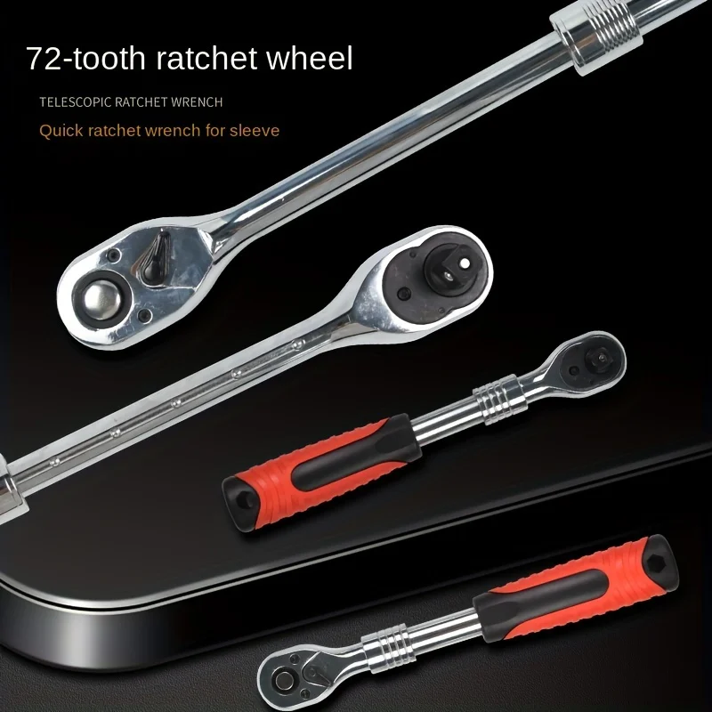 1pc 1/4.3/8.1/2 Telescopic Head Ratchet Wrench 72-tooth Tg-1Aluminum Alloy Telescopic Head Ratchet Wrench, Automatic QuickReleas