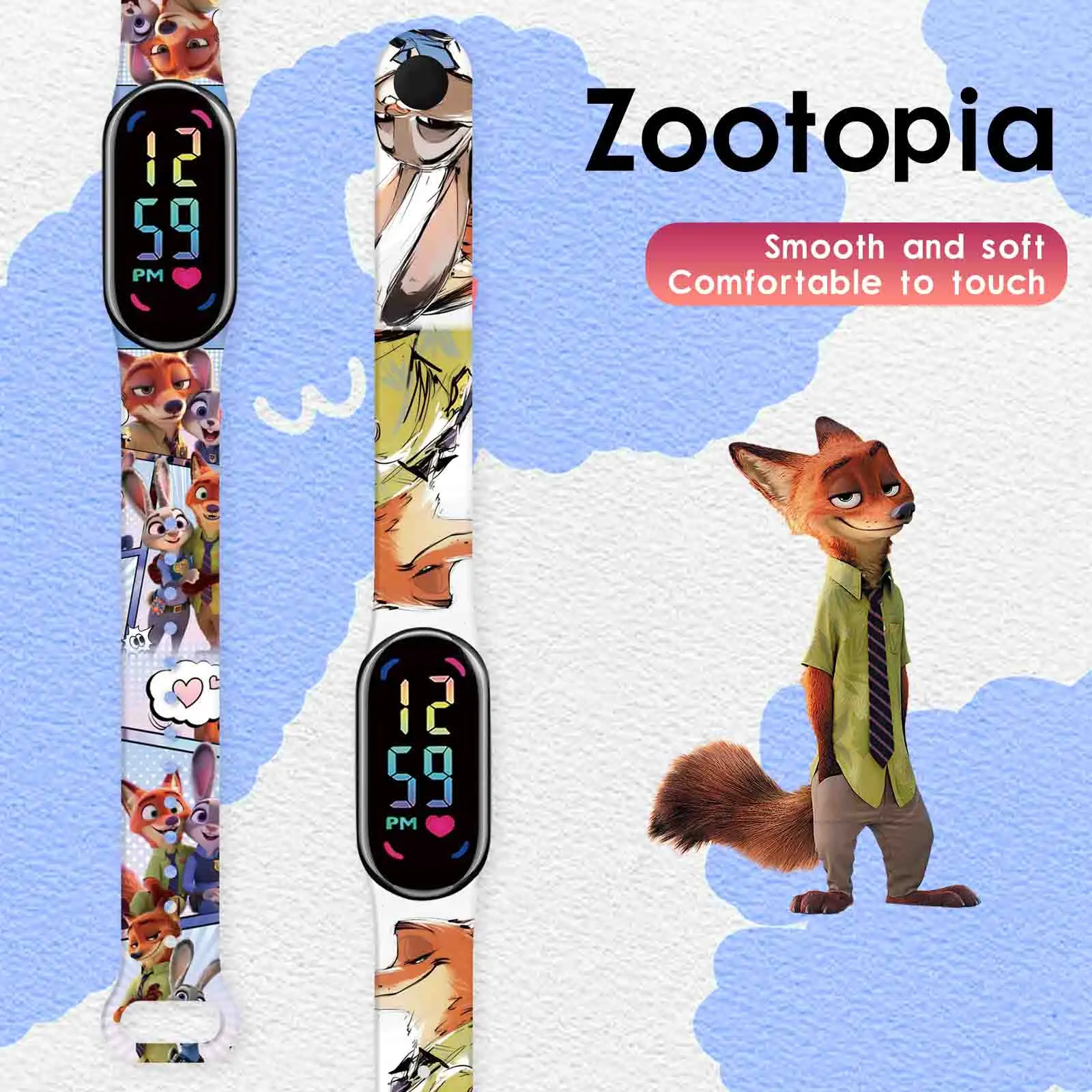 Tali Jam Tangan Resmi Berlisensi Disney Zootopia 2 untuk Xiaomi Mi Band 10/9/8, Tali Silikon Tipis Lembut Motif Kartun, Hadiah untuk Anak-Anak