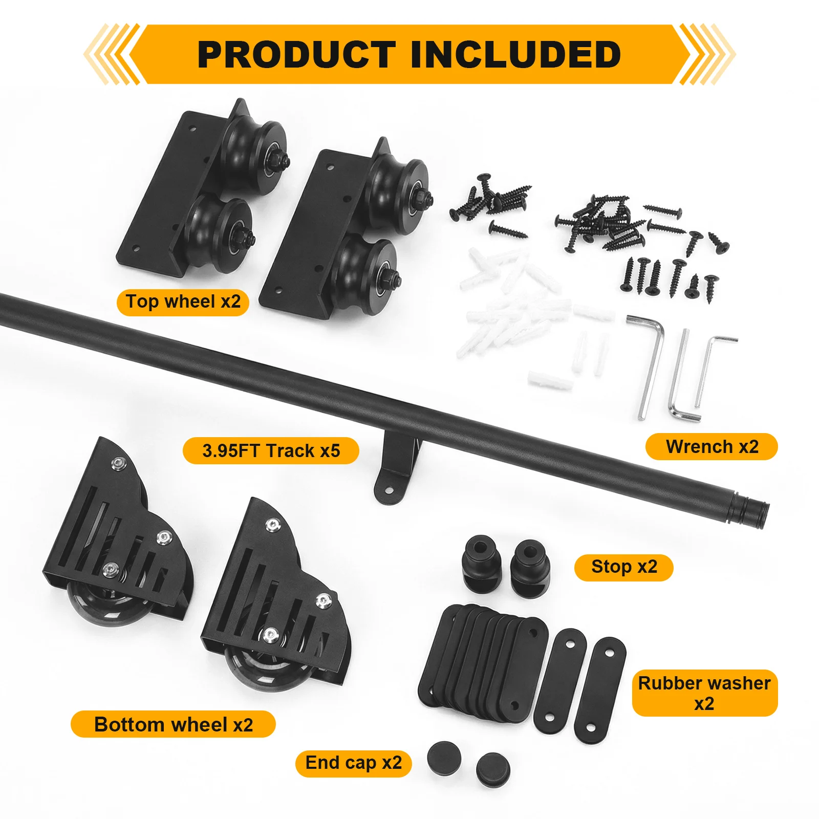 

20FT Sliding Library Ladder Hardware Kit with Floor Roller Wheels Telescopic Top Hook Sliding Library Extention Track Kit