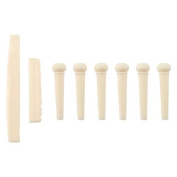 6 Bridge Pins + saddle + bridge saddle Bone / Bone Acoustic Guitar white